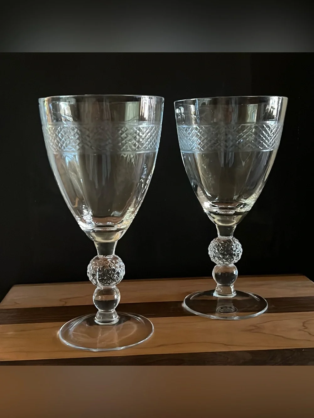 Vintage Home Essentials & Beyond Crystal Clear Eton Pattern Wine Glass Goblets